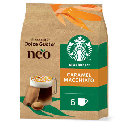 NEO Starbucks&reg; Caramel Macchiato verpakking met pads en sachets