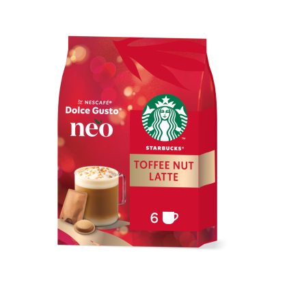 Verpakking Starbucks Toffee Nut Latte vooraanzicht.
