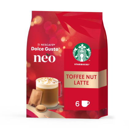 Verpakking Starbucks Toffee Nut Latte vooraanzicht.