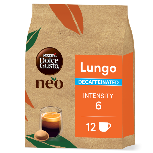 verpakking van NEO Lungo Decaffeinato pads