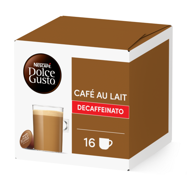 Doos van 16 NESCAFÉ Dolce Gusto Café au Lait Decaffeinato 16 Capsules capsules