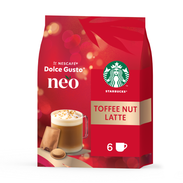 Verpakking Starbucks Toffee Nut Latte vooraanzicht.