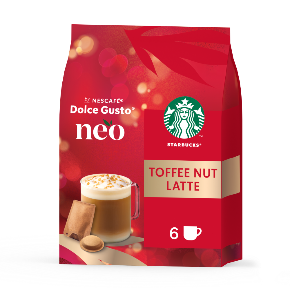 Verpakking Starbucks Toffee Nut Latte vooraanzicht.