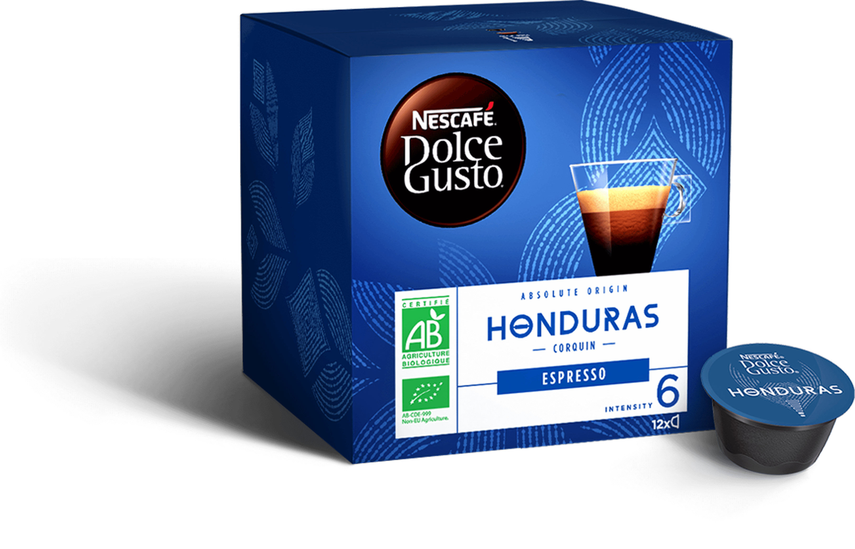 Doosje NESCAFÉ Dolce Gusto Honduras Espersso koffie met 12 capsules en met een capsule