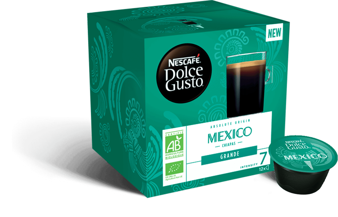 Doosje NESCAFÉ Dolce Gusto Mexico Grande koffie met 12 capsules en met een capsule