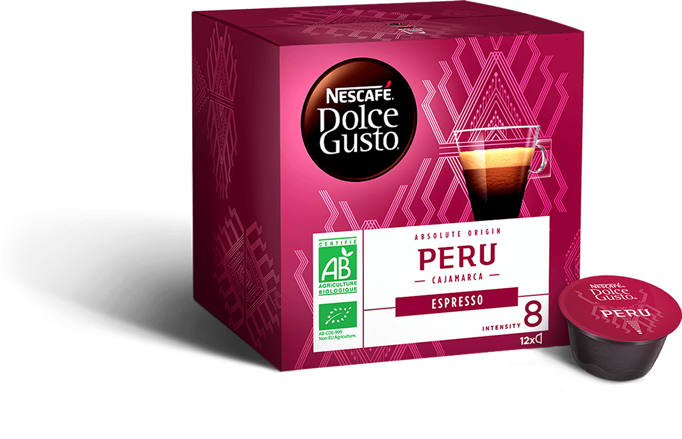 Doosje NESCAFÉ Dolce Gusto Peru Espresso koffie met 12 capsules en met een capsule