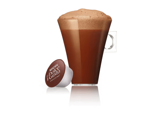 Kop chocoladedrank en capsule