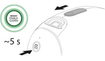 Slider closed and instructions to press the start button for 5 seconds
