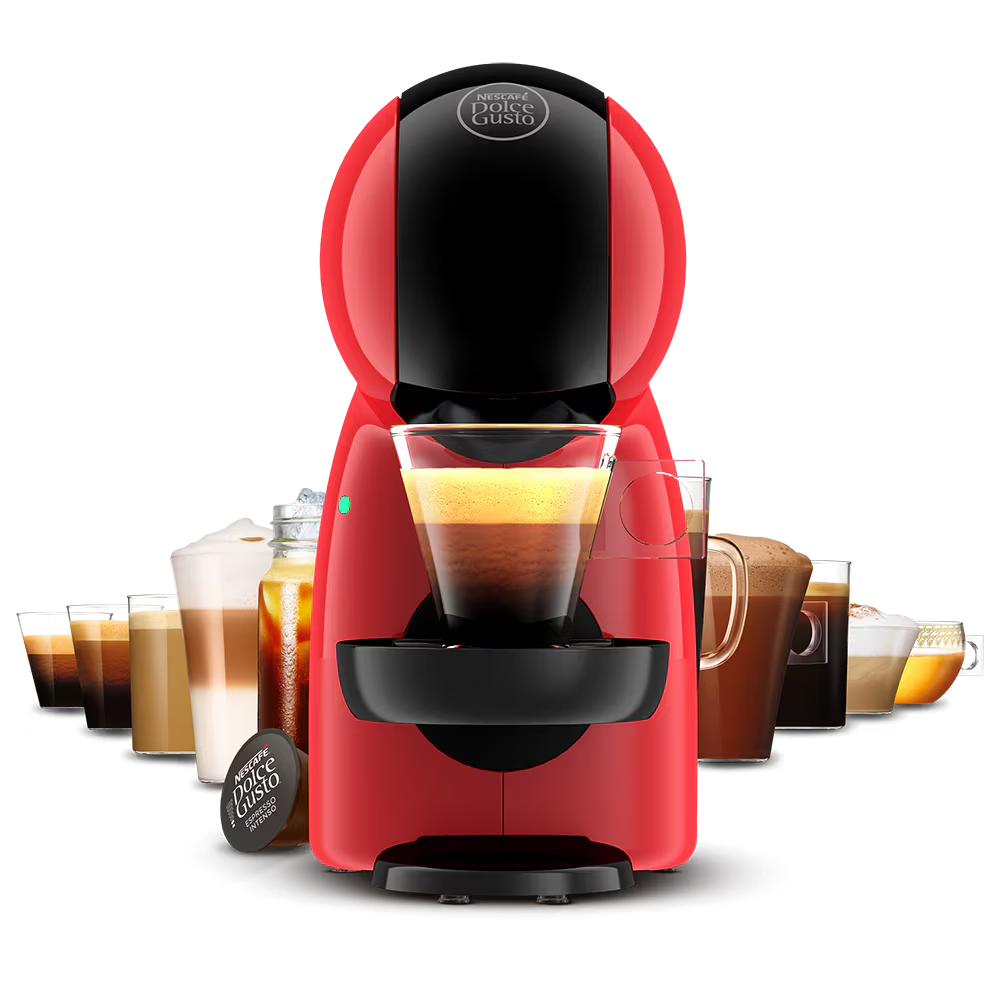 Piccolo XS koffiemachine met een latte, een espresso en drie capsules