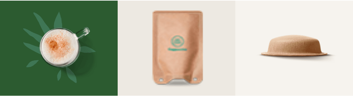 branche avec des feuilles à côté d'une tasse, d'une capsule et d'un sachet
